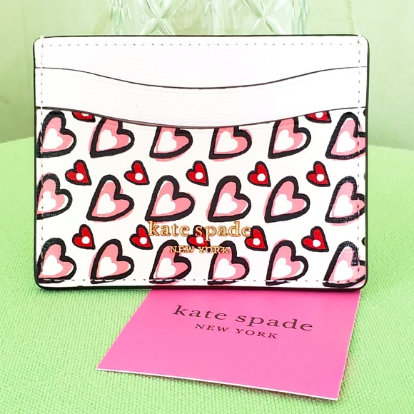 KATE SPADE MORGAN FANCY HEARTS CARD HOLDER CASE:NWT HEARTS - Picture 1 of 6